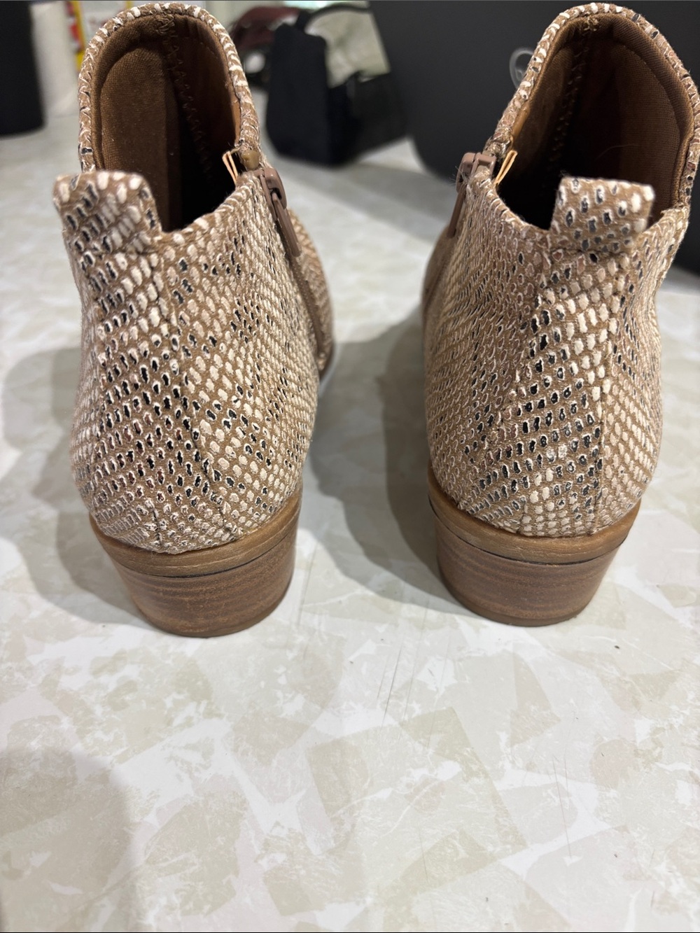 Dell Metallic Snake-Embossed Ankle Boots - Rose Gold/Tan - Picture 3 of 6